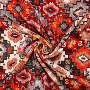Multi Color Ethnic Pattern Digital Print Velvet Fabric