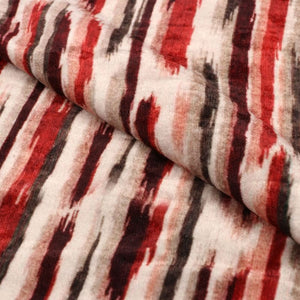 Brick Red And White Abstract Pattern Digital Print Velvet Fabric
