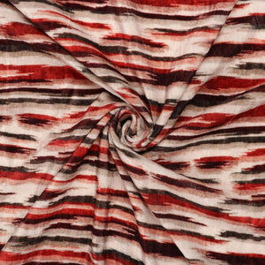 Brick Red And White Abstract Pattern Digital Print Velvet Fabric