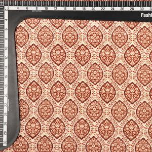 Dusty Peach And Brown Ethnic Pattern Digital Print Velvet Fabric