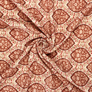 Dusty Peach And Brown Ethnic Pattern Digital Print Velvet Fabric