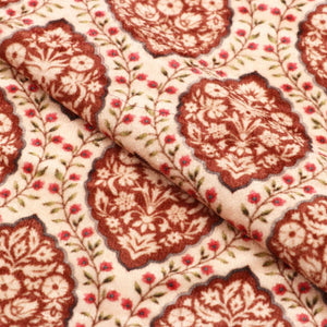 Dusty Peach And Brown Ethnic Pattern Digital Print Velvet Fabric