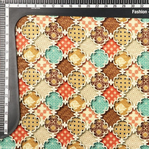 Multi Color Traditional Pattern Digital Print Velvet Fabric
