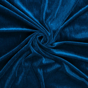 Blue Plain Dyed Velvet Lycra Fabric