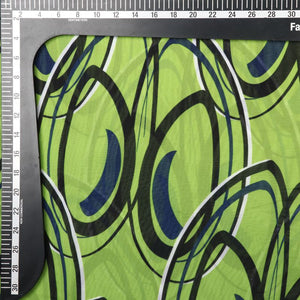 Parrot green And Black Abstract Pattern Digital Print Georgette Fabric