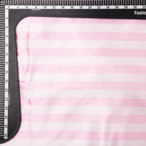 Baby Pink And White Stripes Digital Print Japan Satin Fabric